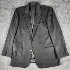 Club Room for Macys Blazer Men's 46L Black Worsted Wool Silk Cashmere Sport Coat